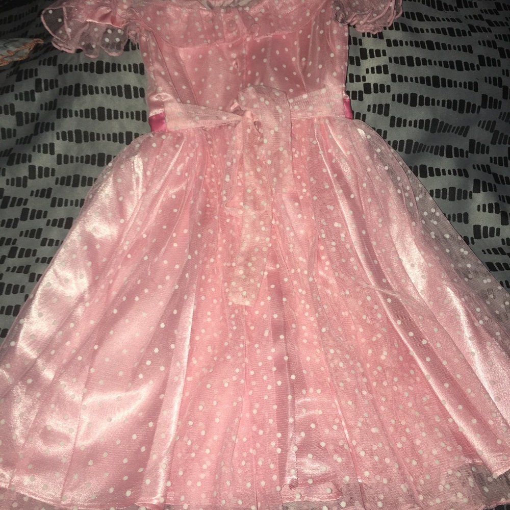 Pink white dots girls dress